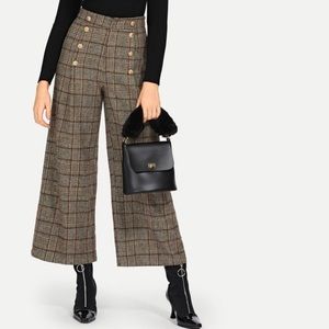 Plaid wide pants